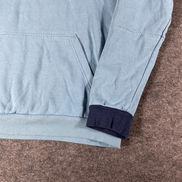 Adidas Hoodie Womens Small Blue Striped Pullover Sweatshirt Embroidered Comfort - Picture 9 of 13